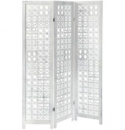 Παραβάν 3 Φυλλο Ξύλινο Λευκό 3x(40x170εκ.) Με Σκάλισμα iliadis 80852