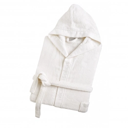 Μπουρνούζι Ενηλίκων Με Κουκούλα Βαμβακερό Large Helmi 1 White Makis Tselios