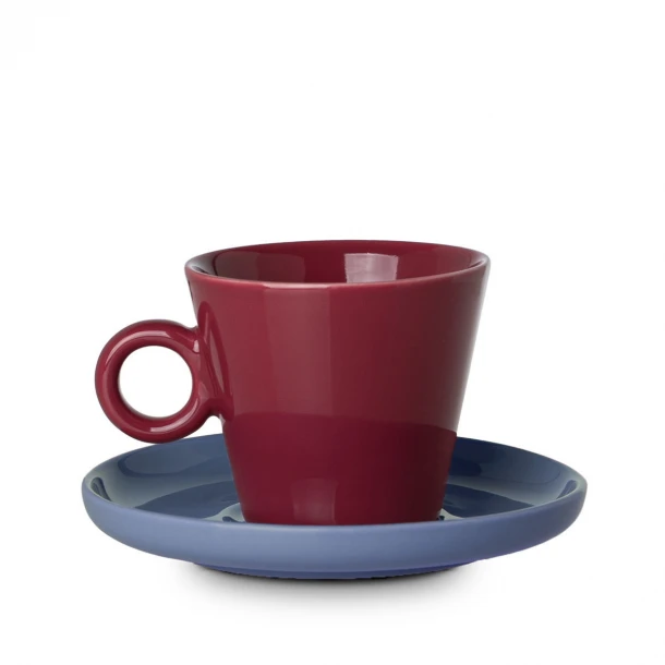 Φλυτζάνι Cappuccino New Bone Cream 200ml Κόκκινο-Μπλε Estia 07-35501