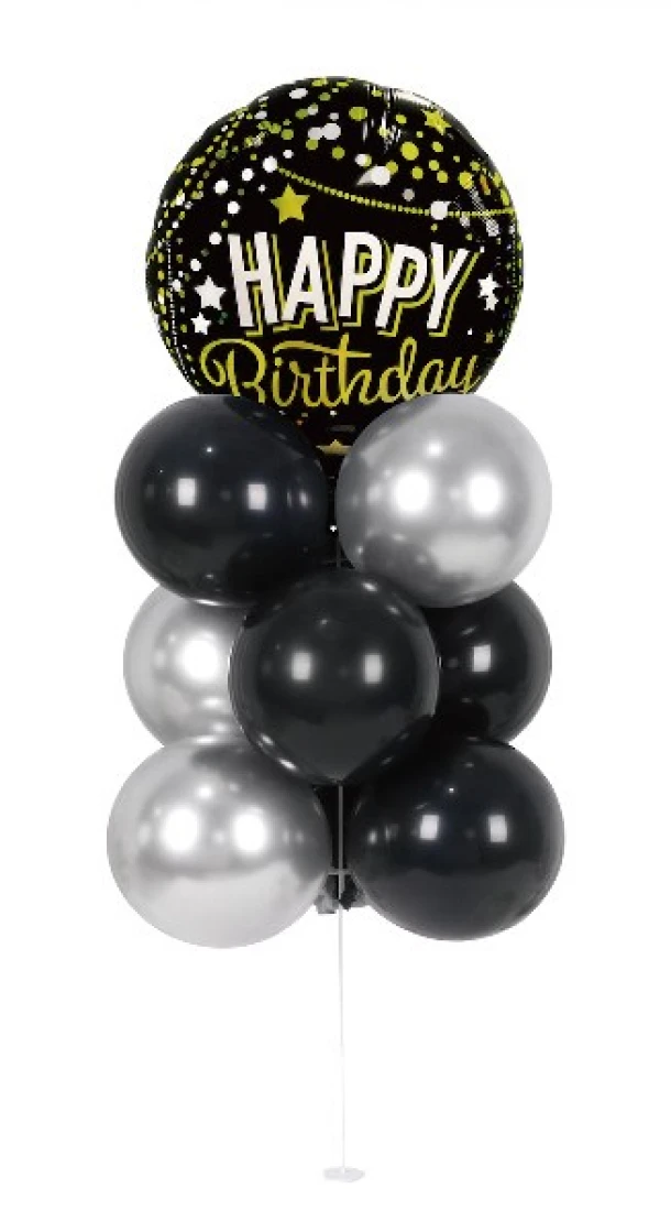 Σετ Μπαλόνια 12τμχ Happy Birthday Μαύρο-Ασημί-Χρυσό 2437454