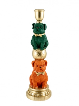 Κηροπήγιο Polyester Δύο Σκύλοι 9,2x9,2x30,1εκ. Zen Collection 26.4.52736