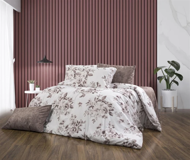 Σετ Σεντόνια 4τμχ Polycotton King 240x270εκ. Βερονίκη 488 White-Mocha DimCol
