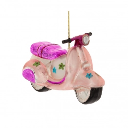 Χριστουγεννιάτικη Βέσπα Κρεμαστή Γυάλινη Ροζ 11,5x5x7εκ. iliadis 87564