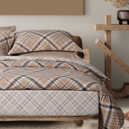Σετ Σεντόνια Polycotton Υπέρδιπλα Με Λάστιχο 170x200+35εκ. Casual 5435 Beige-Black Das Home