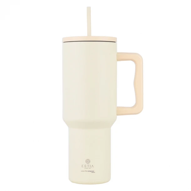 Θερμός Ανοξείδωτος Straw Tumbler XL 14,5x10x26εκ.-1200ml Lily White Save The Aegean Estia 01-32197