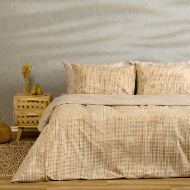 Σετ Σεντόνια Polycotton Υπέρδιπλα Με Λάστιχο 160x200+32εκ. Mateo Beige Casual Line Melinen 20004734