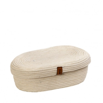 Καλάθι Με Καπάκι Βαμβακερό Σχοινί Ιβουάρ ESPIEL 30x23x12εκ. ROB154