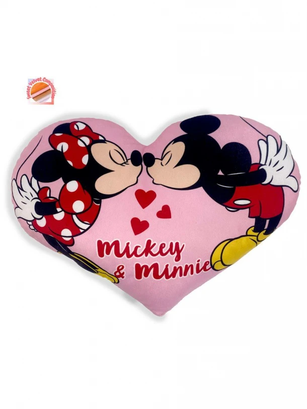 Διακοσμητικό Μαξιλάρι 3D Velboa 40εκ. Mickey & Minnie 15 Pink DimCol