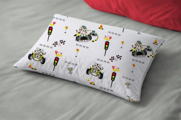 Μαξιλαροθήκη Bebe Βαμβακερή 35x45εκ. Animal Grand Prix 590 White-Olive DimCol