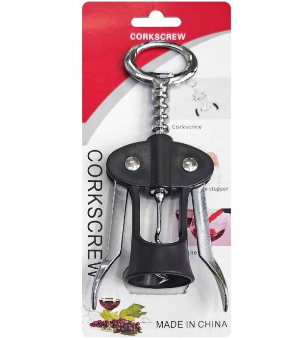 Ανοιχτήρι Φελλού Τυρμπουσόν Μεταλλικό-Πλαστικό Μαύρο 17εκ. Homie 80-2148