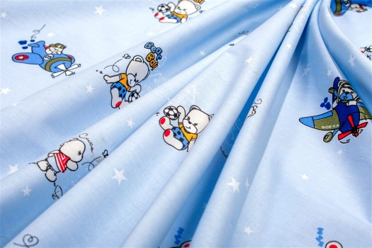 Πάνα Χασές Bebe Βαμβακερή 80x80εκ. Bear's Playtime 591 Sky Blue DimCol