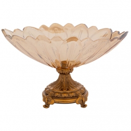 Διακοσμητικό Μπωλ Με Πόδι Γυάλινο-Μεταλλικό Μελί-Χρυσό iliadis 30x16x18εκ. 91676