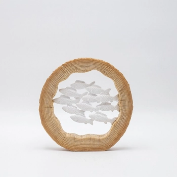 Διακοσμητικό Επιτραπέζιο Κοπάδι Ψαριών Polyresin Natural-Λευκό 19,5x3,5x19,5εκ. ESTHETI 819-00788