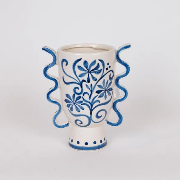 Βάζο Κεραμικό Λευκό-Μπλε 20,8x13x23,8εκ. ESTHETI 819-00370