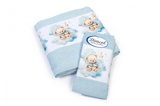 Σετ Πετσέτες 2τμχ Βαμβακερές Cute Bear 301 Sky Blue DimCol