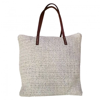 Τσάντα Θαλάσσης Ψαθόχαρτο White 37x15x42εκ. SUMMER tiempo 42-2746