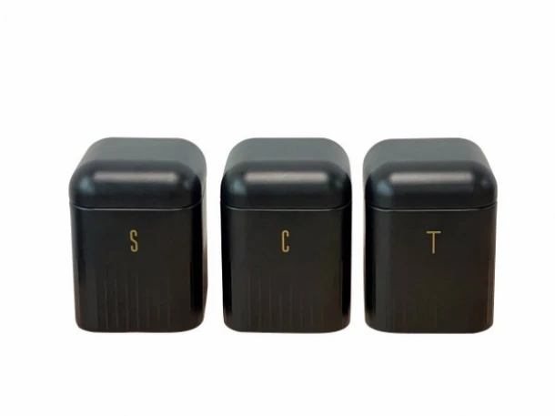 Βάζο Κουζίνας Σετ 3τμχ Coffee-Sugar-Tea Μεταλλικό 11,5εκ. Altra Black Cryspo Trio 18.004.03