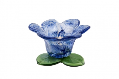 Κηροπήγιο Γυάλινο Λουλούδι Μπλε-Πράσινο Art Et Lumiere Φ11x6εκ. 06062