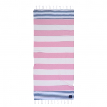 Πετσέτα Θαλάσσης-Παρεό Βαμβακερή 80x180εκ. Essential 3814 Μπλε-Ροζ Greenwich Polo Club