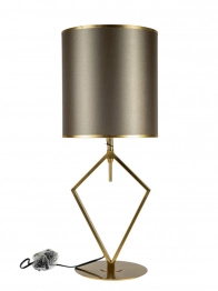 Φωτιστικό Επιτραπέζιο Χρυσό Με Καφέ Καπέλο & Χρυσές Ρίγες 26x67εκ. Zen Collection 24.35.51140