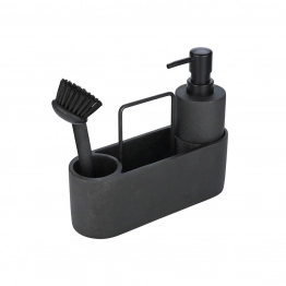 Ντισπένσερ Υγρού Πιάτων Με Βούρτσα & Θήκη Για Σφουγγάρι Μαύρο 21x7,5x19εκ. Estia 01-23553