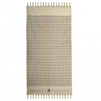 Πετσέτα Θαλάσσης-Παρεό Βαμβακερή 90x170εκ. Essential 4057 Μαύρη-Μπεζ Greenwich Polo Club