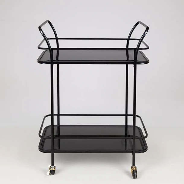 Τραπεζάκι Τρόλεϊ Μεταλλικό-Γυάλινο Μαύρο 54x33x84εκ. ESTHETI 750-39545