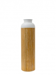 Βάζο Μεταλλικό Λευκό-Καφέ 16x16x55εκ. Zen Collection 24.6.49683