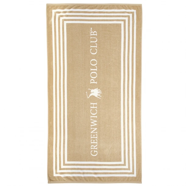 Πετσέτα Θαλάσσης Βαμβακερή 90x170εκ. Essential 4053 Λευκή-Taupe Greenwich Polo Club