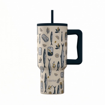 Θερμός Ανοξείδωτος Straw Tumbler XL 14,5x10x22,8εκ.-900ml Salt Life Save The Aegean Estia 01-41557
