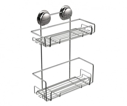 Εταζέρα 2 Όροφη Με Βεντούζες 30x13,7x41,2εκ. Chrome Elementals Sealskin 66362364618