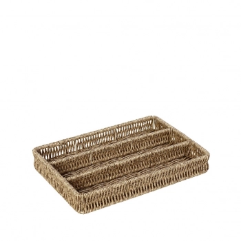 Καλάθι Σερβιρίσματος Με Διαχωριστικά Ψάθινο Μπεζ ESPIEL 28x19x4εκ.