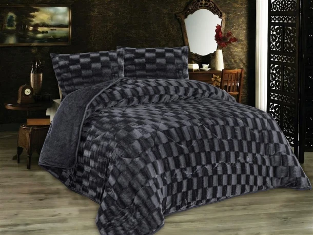 Κουβερτοπάπλωμα Fleece Υπέρδιπλο 220x240εκ. 1940 Grey-Black DimCol