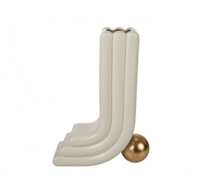 Βάζο Κεραμικό Γραμμές Λευκό Ματ Με Μπάλα Χρυσή 25x10x34,5εκ. Zen Collection 24.21.50865