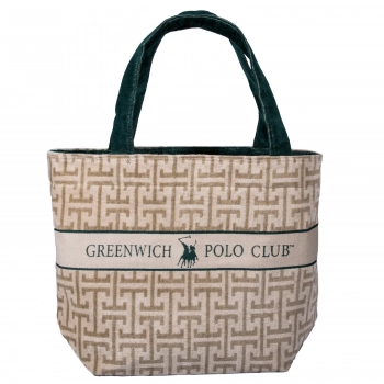 Τσάντα Θαλάσσης Βαμβακερή 55x40εκ. Essential 5229 Green-Taupe Greenwich Polo Club