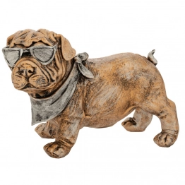 Διακοσμητικός Επιτραπέζιος Σκύλος Με Γυαλιά Polyresin Χρυσός 22x12x15εκ. iliadis 88343