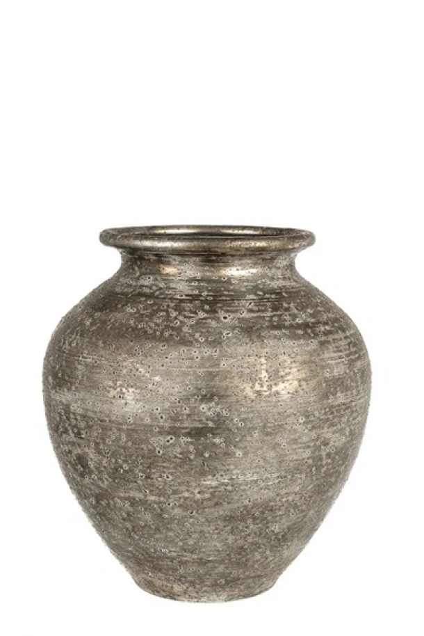 Βάζο Μεταλλικό Αντικέ Ασημί 28,5x28,5x31εκ. Zen Collection 26.16.52809