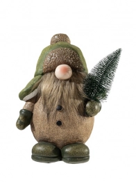 Χριστουγεννιάτικος Διακοσμητικός Νάνος Polyester Καφέ-Πράσινος 21,8x16,8x31,8εκ. Zen Collection 25.37.52056