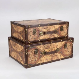 Κουτί-Βαλίτσα Σετ 2τμχ Ξύλινο 42x30x16εκ.-37x25x13εκ. ESTHETI 752-17012