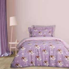 Σετ Σεντόνια Βαμβακερά Μονά 170x260εκ. Kid Line 4972 Pink-Purple Das Kids