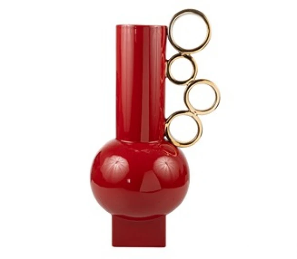 Βάζο Κεραμικό Μπορντώ-Χρυσό 22,5x18x40εκ. Zen Collection 24.21.50872