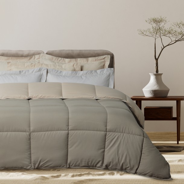 Πάπλωμα 2 Όψεων Microfiber Μονό 160x220εκ. Happy 9692 Taupe Das Home