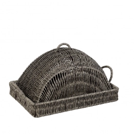 Δίσκος Σερβιρίσματος Με Καπάκι Ψάθινος Γκρι ESPIEL 34x24x18εκ. KOD245