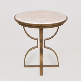 Τραπεζάκι Βοηθητικό Μεταλλικό Χρυσό-Λευκό 50x50x52εκ. ESTHETI 750-39559