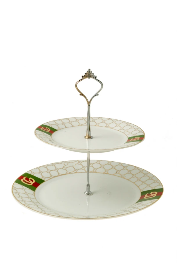 Ορντερβιέρα 2 Όροφη Πορσελάνης Πράσινο-Χρυσό 26,7εκ.-19εκ. Zen Collection 22.26.48102