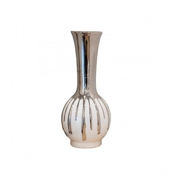 Βάζο Κεραμικό Λευκό-Ασημί 16,5x16,5x33,5εκ. ESTHETI 819-01504