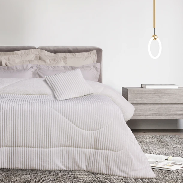 Κουβερτοπάπλωμα Fleece-Sherpa Υπέρδιπλο 220x240εκ. Blankets 1364 White Das Home