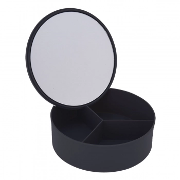 Κουτί Αποθήκευσης PP Με Καθρέπτη Φ15x5,5εκ. Black-3C MRShome 0060001