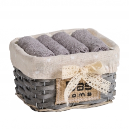 Σετ Πετσέτες Χεριών 4τμχ Soft Grey Με Καλάθι 4001 Das Home