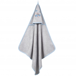 Κάπα Βαμβακερή Με Κέντημα Bebe 80x80εκ. Essential 8851 Μπλε-Γκρι Greenwich Polo Club
